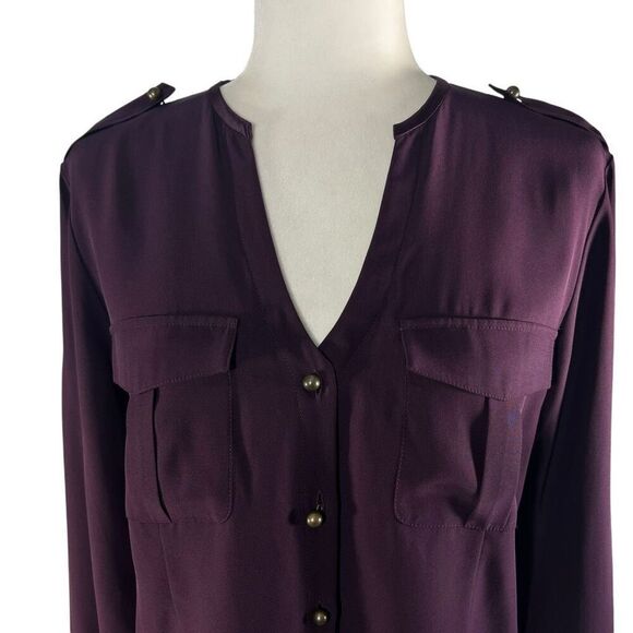 Lafayette 148 Long Sleeves Button-Down Medium Purple Silk Blouse Medium Sz 8 - Picture 2 of 11